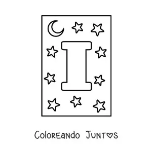 Letra I mayúscula con estrellas y una luna