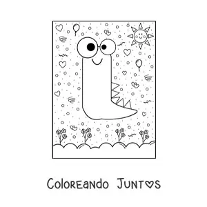Imagen para colorear de la letra i animada con forma de monstruo con dibujos animados