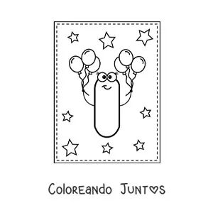 Imagen para colorear de la letra i mayúscula animada con globos