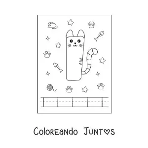 Imagen para colorear de la letra i animada con forma de gato