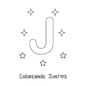 Imagen para colorear de letra j mayúscula con estrellas