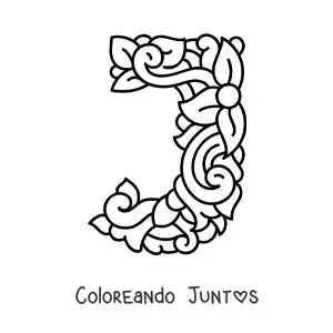 Imagen para colorear de letra j mayúscula decorada