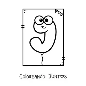 Imagen para colorear de la letra j animada con forma de globo