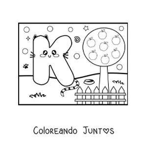La letra K animada con forma de gato en el parque