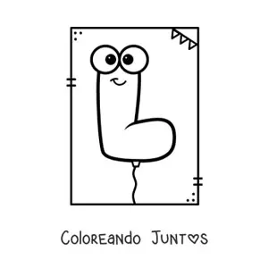 Imagen para colorear de la letra l animada con forma de globo