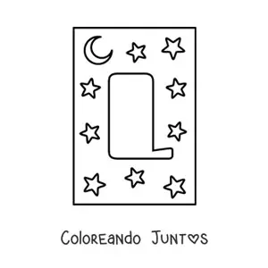 Letra L mayúscula con estrellas y una luna