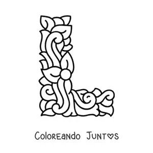 Imagen para colorear de letra l mayúscula decorada