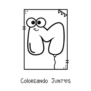Imagen para colorear de la letra m animada con forma de globo