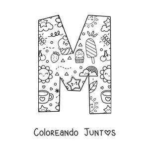 Imagen para colorear de la letra m con dibujos animados