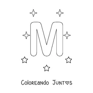 Imagen para colorear de letra m mayúscula con estrellas