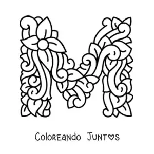 Imagen para colorear de letra m mayúscula decorada