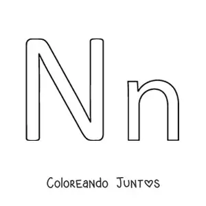 Imagen para colorear de letra n mayúscula y minúscula fácil