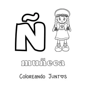 Imagen para colorear de ñ de muñeca