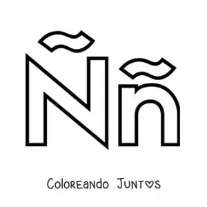 Imagen para colorear de la letra ñ mayúscula y minúscula