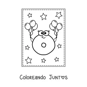 Imagen para colorear de la letra o mayúscula animada con globos