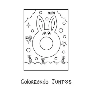 Letra O con forma de conejo kawaii animado