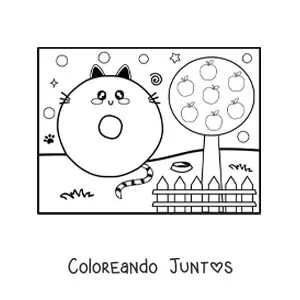 La letra O animada con forma de gato en el parque