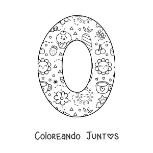 Imagen para colorear de la letra o con dibujos animados