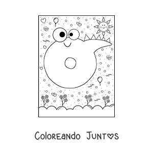 Imagen para colorear de la letra o animada con forma de monstruo con dibujos animados