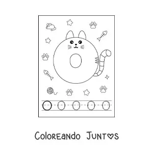 Imagen para colorear de la letra o animada con forma de gato