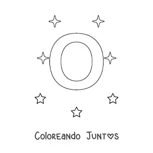 Imagen para colorear de letra o mayúscula con estrellas