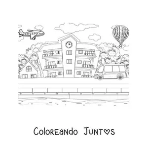 Imagen para colorear de un transporte escolar