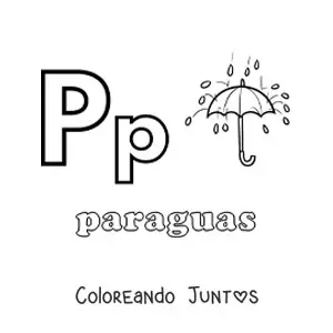 Imagen para colorear de p de paraguas