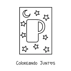 Letra P mayúscula con estrellas y una luna