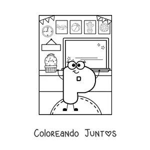 La letra P animada en la escuela