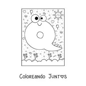 Imagen para colorear de la letra q con dibujos animados