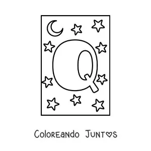 La letra Q animada con forma de monstruo con dibujos animados