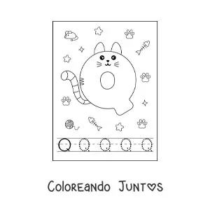 Imagen para colorear de la letra q animada con forma de gato