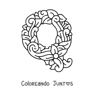 Imagen para colorear de letra q mayúscula decorada