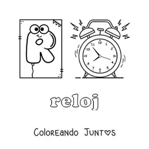 Imagen para colorear de r de reloj