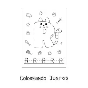 La letra R animada con forma de gato