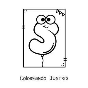 Imagen para colorear de la letra s animada con forma de globo