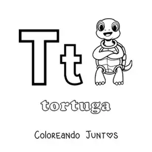 Imagen para colorear de t de tortuga
