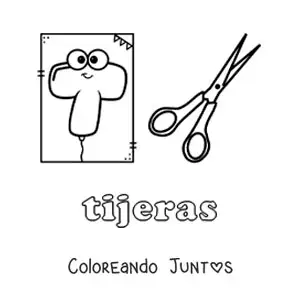 Imagen para colorear de t de tijeras