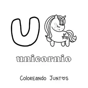 Imagen para colorear de u de unicornio