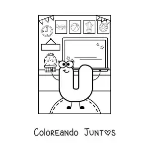 La letra U animada en la escuela
