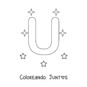 Imagen para colorear de letra u mayúscula con estrellas