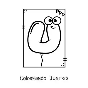 Imagen para colorear de la letra u animada con forma de globo