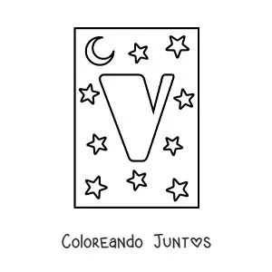 Letra V mayúscula con estrellas y una luna