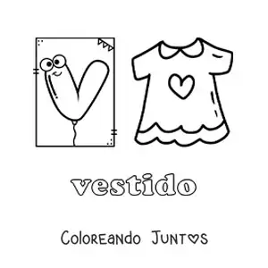 Imagen para colorear de v de vestido