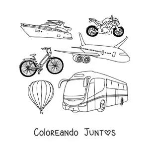 Imagen para colorear de varios medios de transporte