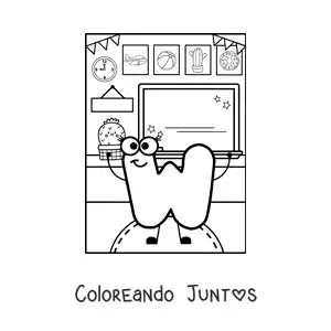 La letra W animada en la escuela