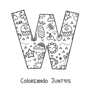 Imagen para colorear de la letra w con dibujos animados