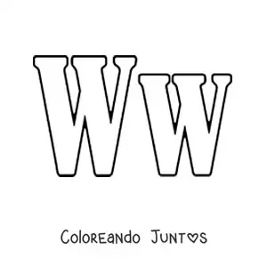Imagen para colorear de letra w mayúscula y minúscula grande