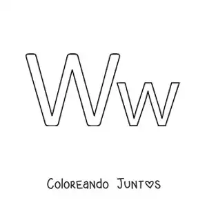 Imagen para colorear de letra w mayúscula y minúscula fácil