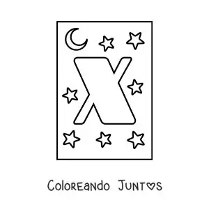 Letra X mayúscula con estrellas y una luna